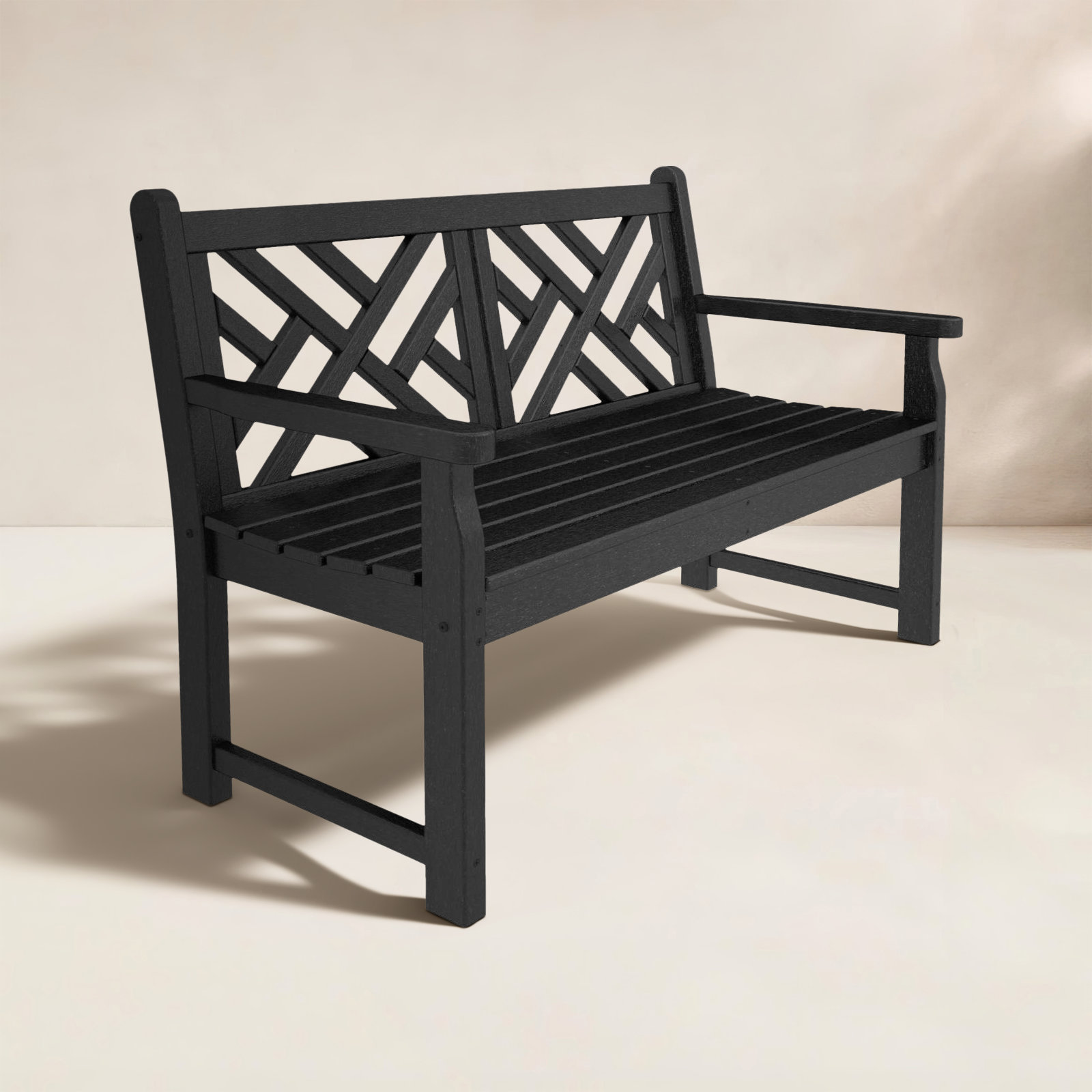 POLYWOOD® Chippendale 47" Garden Bench, Black