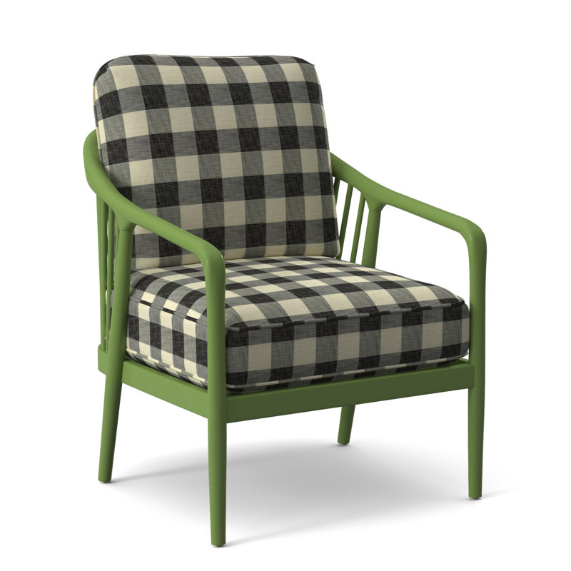 Guinevere Armchair, Antique Frost White, Black Buffalo Check; 0120-81