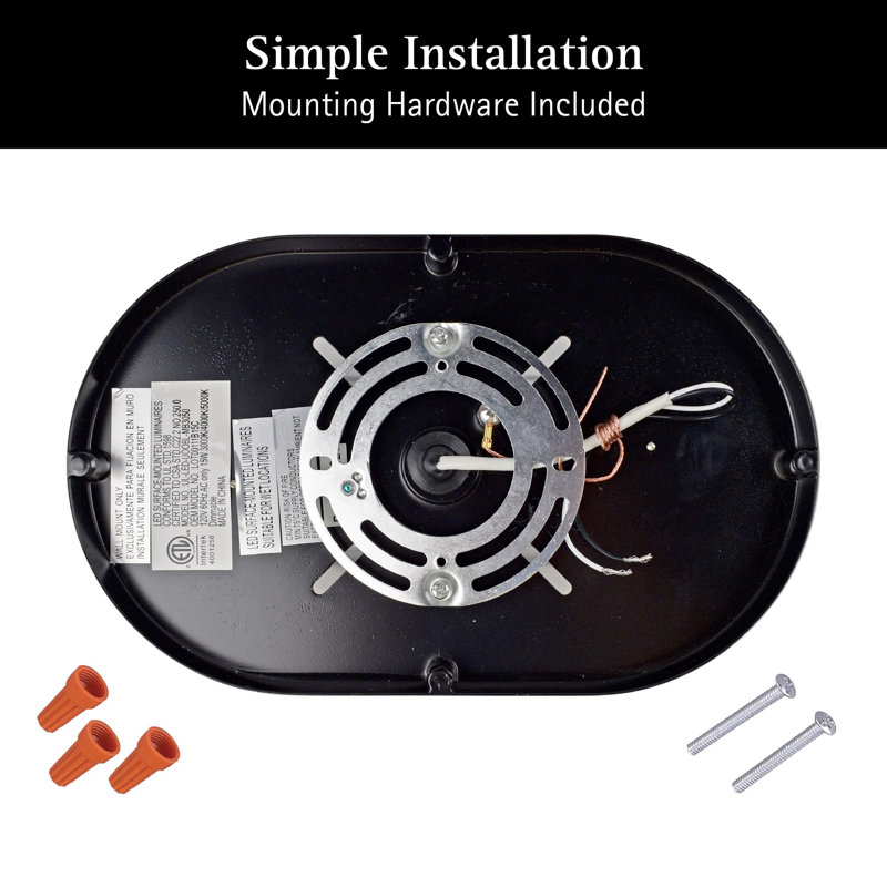 Utility LED Bulkhead Light Fixture, UV Resistant Resin Lens, 120V TRIAC Dimmable 800 Lumens CCT White Adjustable 3000K/4000K/5000K