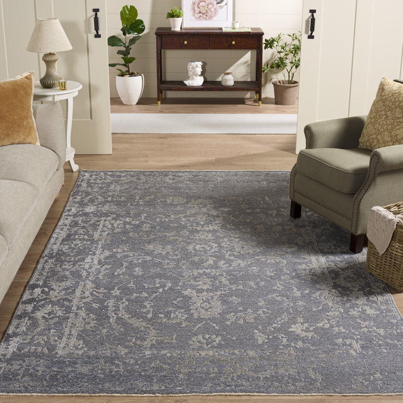 Tapis floral en laine noué à la main Centennial, Rectangle 6 pi x 9 pi