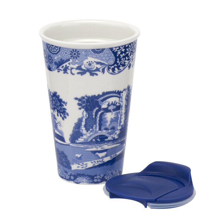 Spode Blue Italian Collection 9 Oz Mugs, Set of 4 Cups for Tea, Warm  Beverages, and Coffee, Fine Porcelain, Blue/White