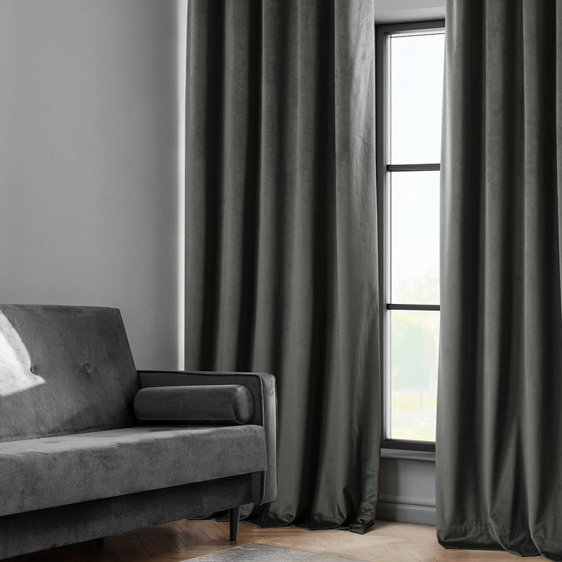 Matra Room Darkening Rod Pocket Single Curtain Panel, 50" W x 108" L, Pepper Gray