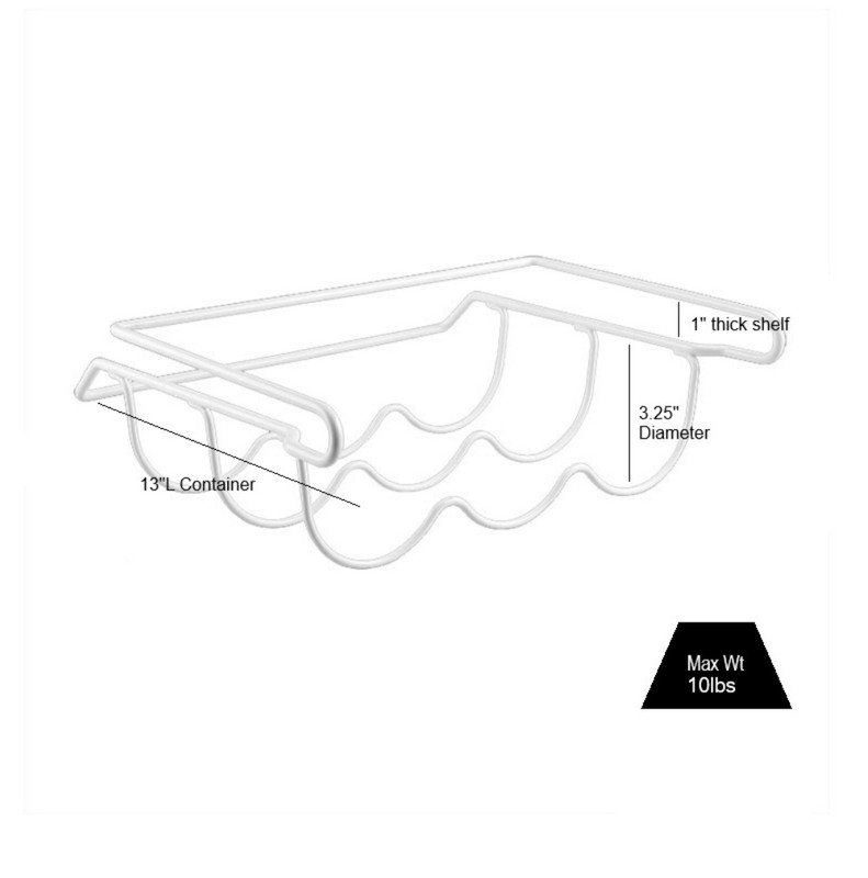 Wine bottle rack metal baked varnish hanging under shelf refrigerator three bottles White colour