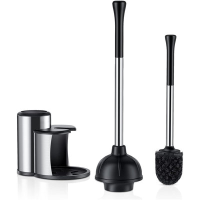 Toilet Plunger and Bowl Brush Set: 2 in 1 Stainless Steel Heavy Duty Toilet Cleaner Plunger with Holder Combo -  JASODI, F0BRMN54QZ