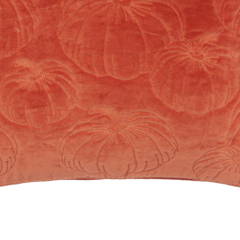 Orange Embroidered Cotton Pumpkin Throw Pillow
