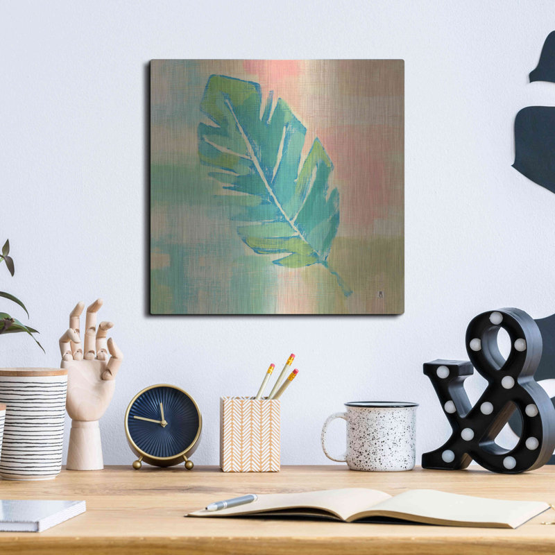 «Beach Cove Leaves III» par Studio Mousseau, art mural en métal, H 12 po x l 12 po