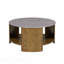 Table basse ronde avec matériaux mixtes avec tablette