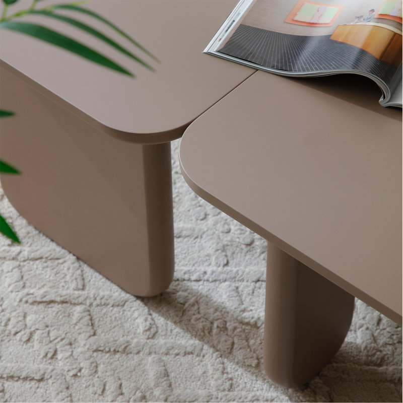 L-Shape Modern Coffee Table, Khaki