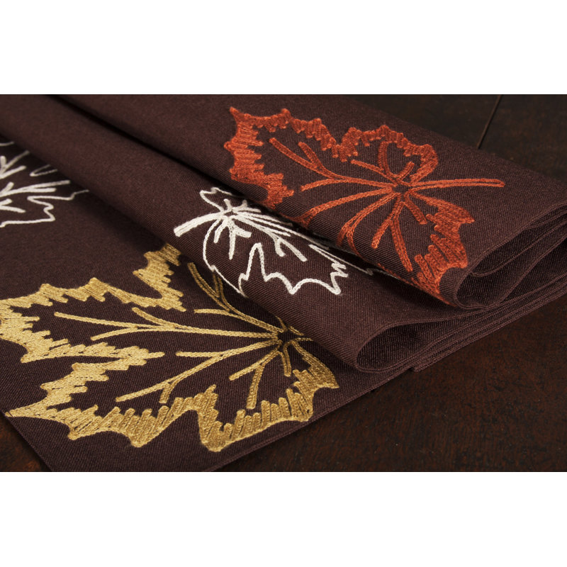 Dresden Embroidered Fall Table Runner, Coffee, 54" L x 16" W