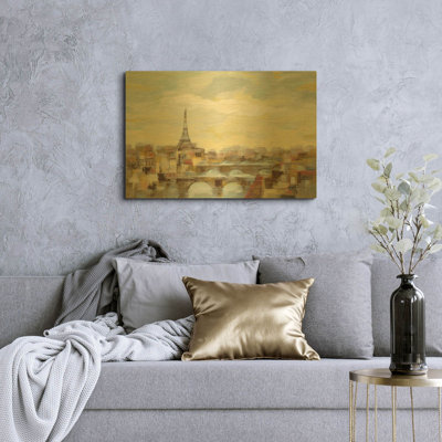 « Après-midi parisien » de Silvia Vassileva, tableau mural en métal doré, 91,4 cm x 61 cm