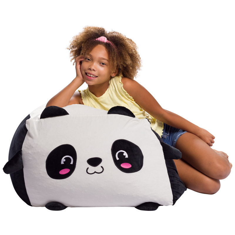 Petit fauteuil à billes Cozy Animal, Mélange de polyester panda noir, H 19 po x l 24 po x P 24 po