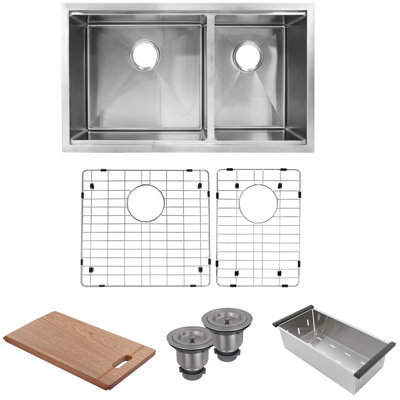 32'' L Undermount Double Bowl Stainless Steel Kitchen Sink