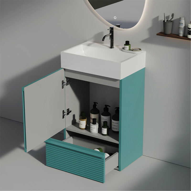 Meuble-lavabo autoportant pour salle de bain moderne Gada, Turquoise