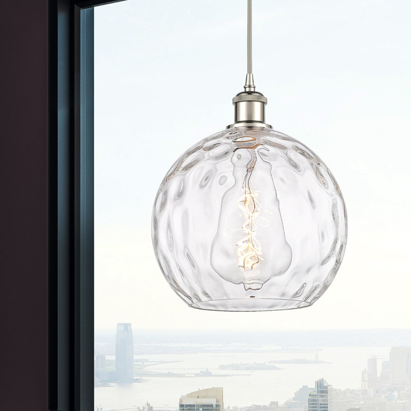 Luminaire suspendu sphère 1 lumière Roxane, H 13 po x l 10 po x P 10 po, Ampoule non incluse, Nickel poli