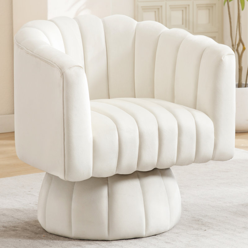 Fauteuil demi-tonneau pivotant 28 po, Velours beige