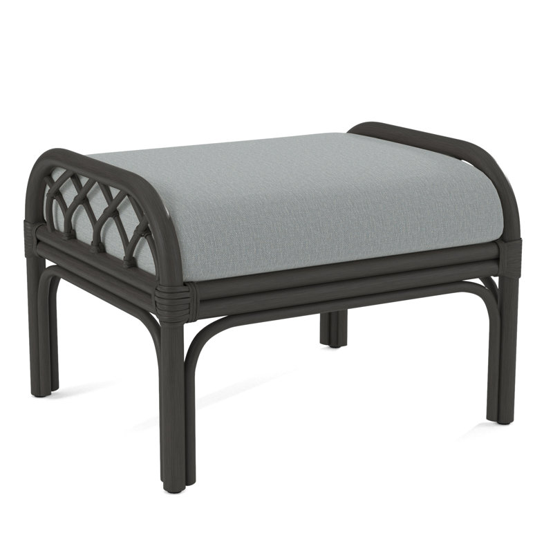 Edgewater Ottoman, Bisque, Light Blue Performance Fabric; 0851-55