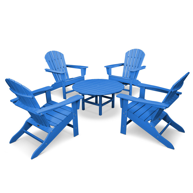 POLYWOOD South Beach 5-Piece Conversation Group, Pacific Blue