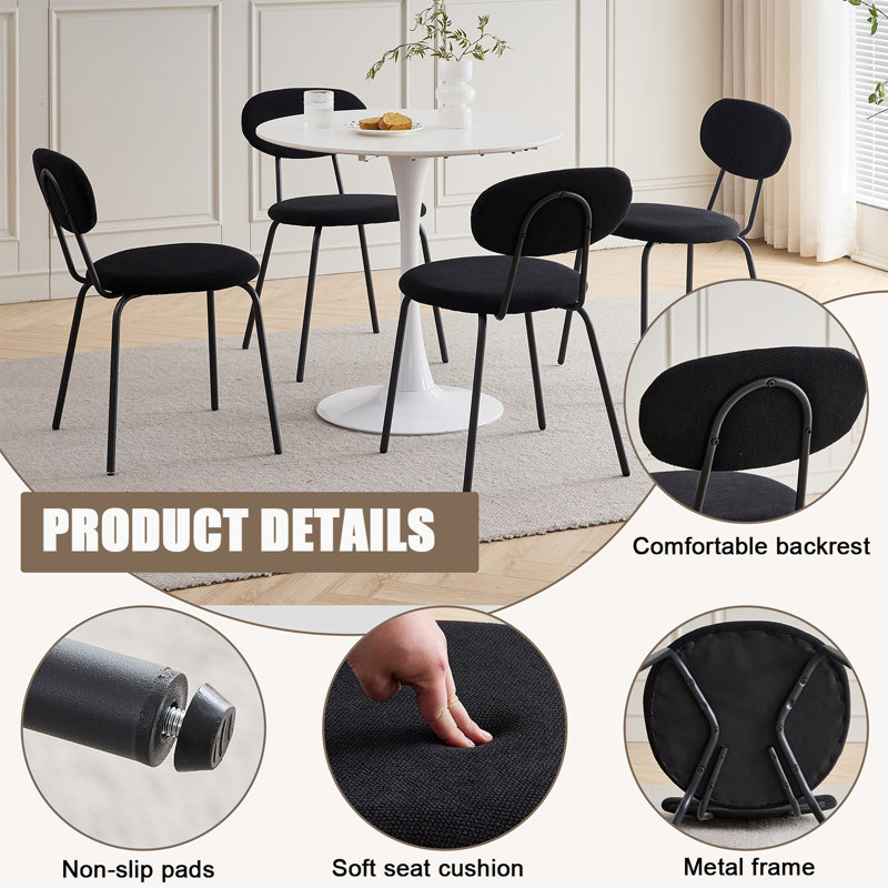 Cotton Blend Upholstered Metal Stacking Accent, Black, 6