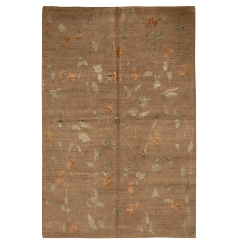 Hand Knotted Wool Area Rug in Brown