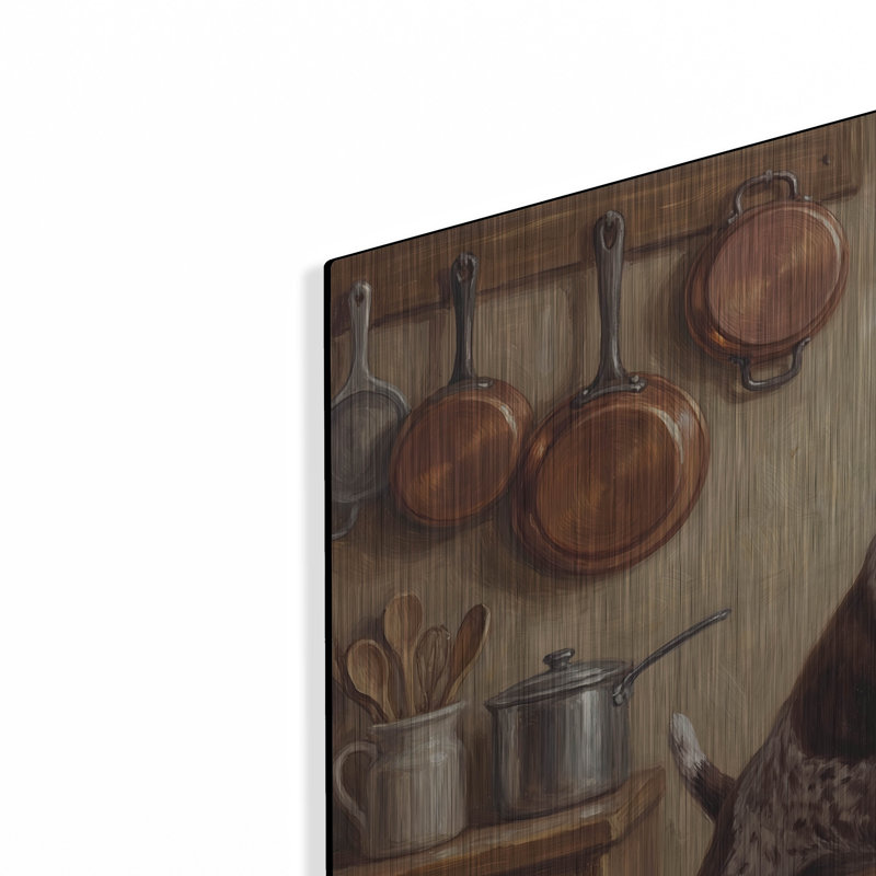  «German Shorthaired Pointer In The Kitchen» par Rich Monet, art mural en métal, 36 po x 24 po, H 24 po x l 36 po