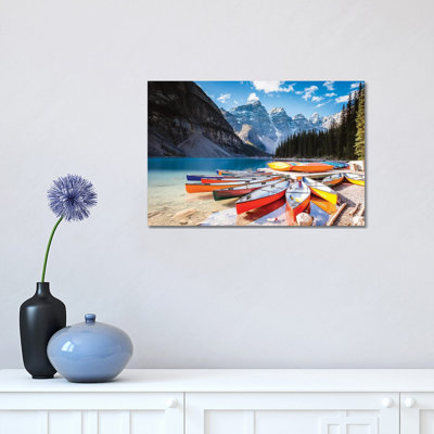Canoes, Moraine Lake by Matteo Colombo - Wrapped Canvas Print