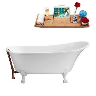 Streamline 63'' x 28.3'' Freestanding Soaking Acrylic Bathtub