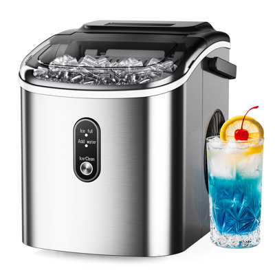 Machine à glaçons de comptoir avec poignée, machines à laver autonettoyantes, 26 lb / 24 h, 9 cubes de glace prêts en 6 minutes pour la maison / cuisine / bar / fête / camping