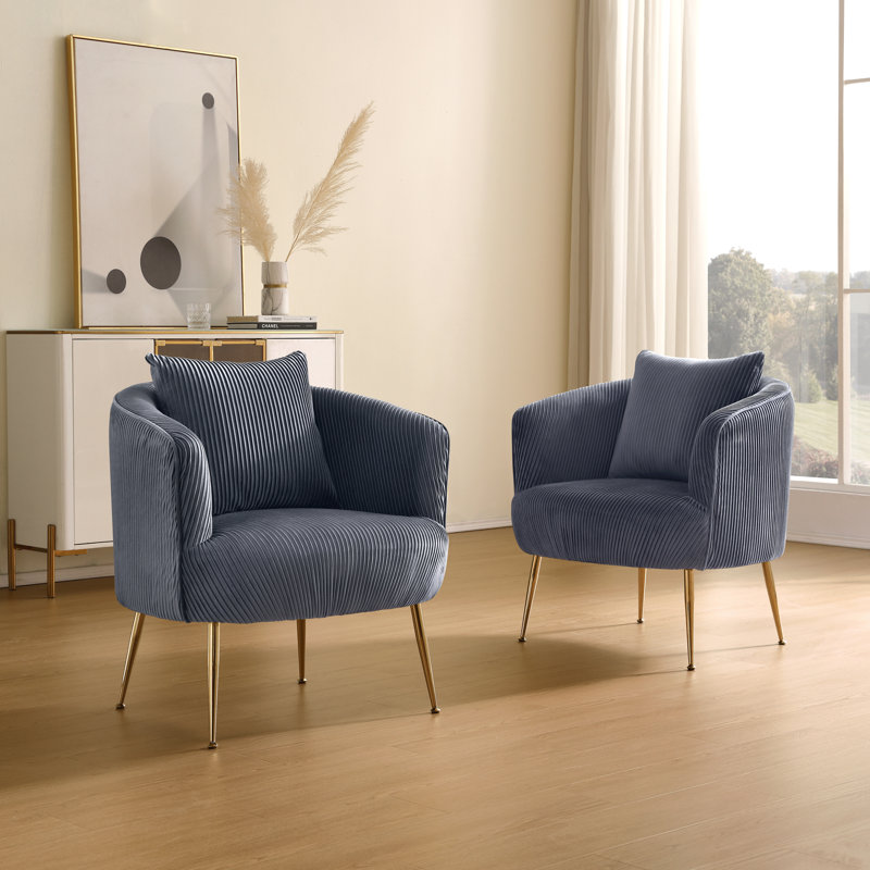 Chrystina 28.74'' Wide Tufted Velvet arm chair, Gray Velvet
