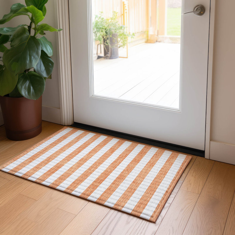 Kinslee Washable Striped Indoor / Outdoor Rug, Rectangle 1'8" x 2'6"