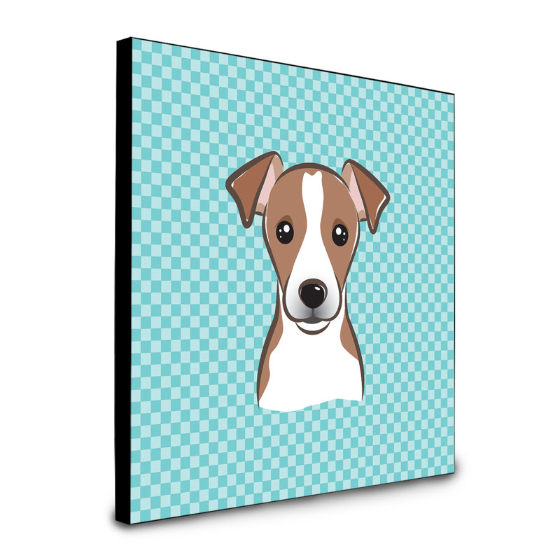 Panneau mural d’art Dungorbery, bleu, Jack Russell terrier brun clair