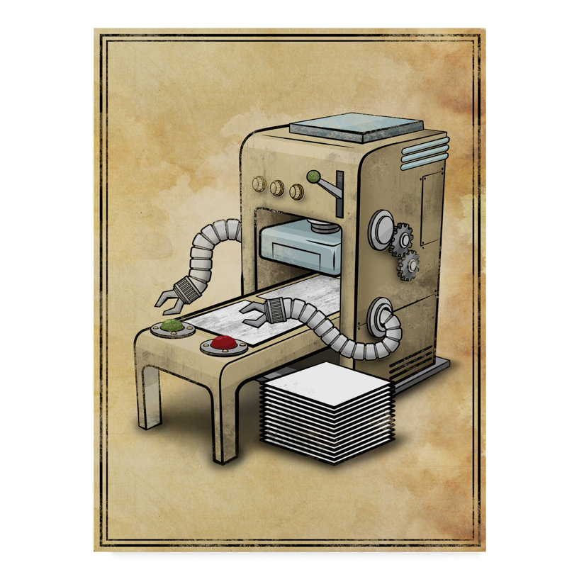 « printer », art sur toile, H 19 po x l 14 po x P 2 po