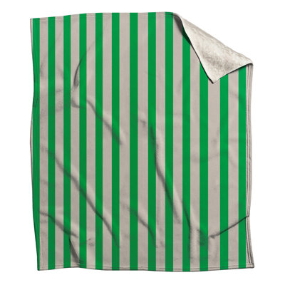 Green White Vertical Stripes Blankets