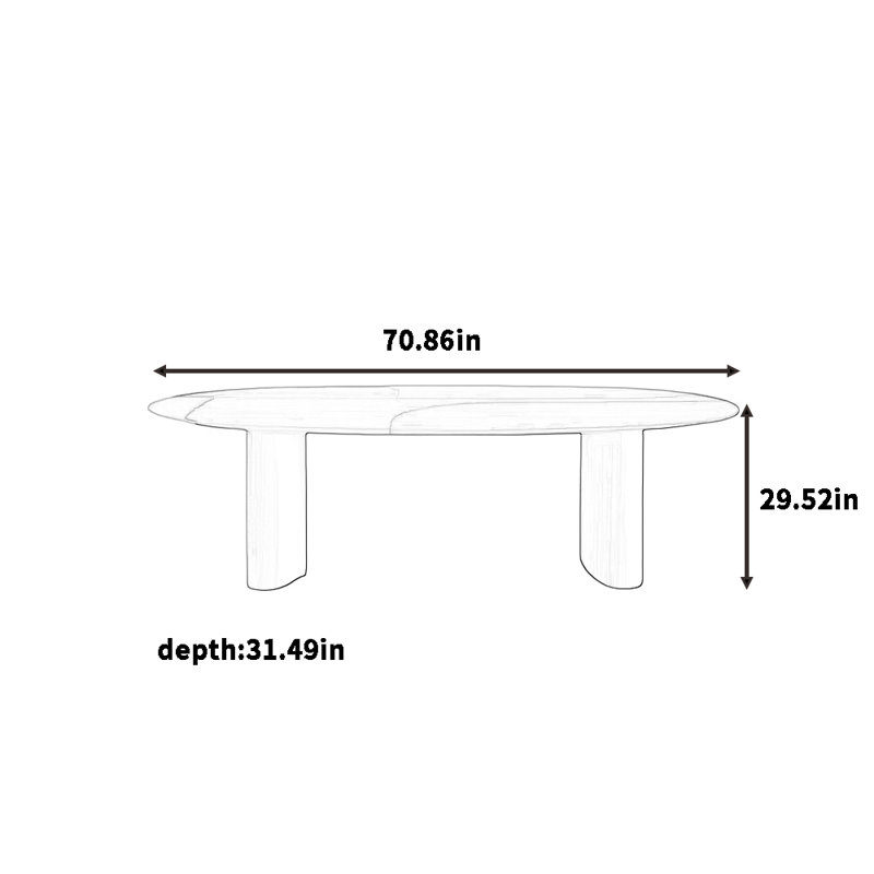 La table de salle à manger ovale est conçue en deux couleurs., H 29,52 po x L 70,86 po x l 31,49 po