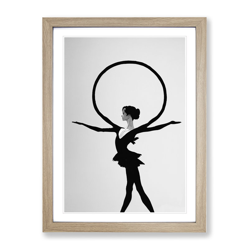 Monochrome Ballerina No.3 - Framed Print, 46cm H x 34cm W x 2cm D, Oak