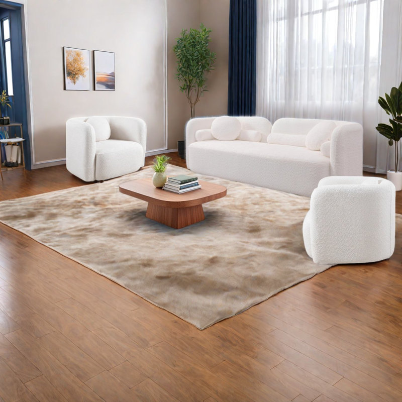 Ensemble de canapés modernes, tissu blanc Boucle 2 plus 1 plus 1, Japon