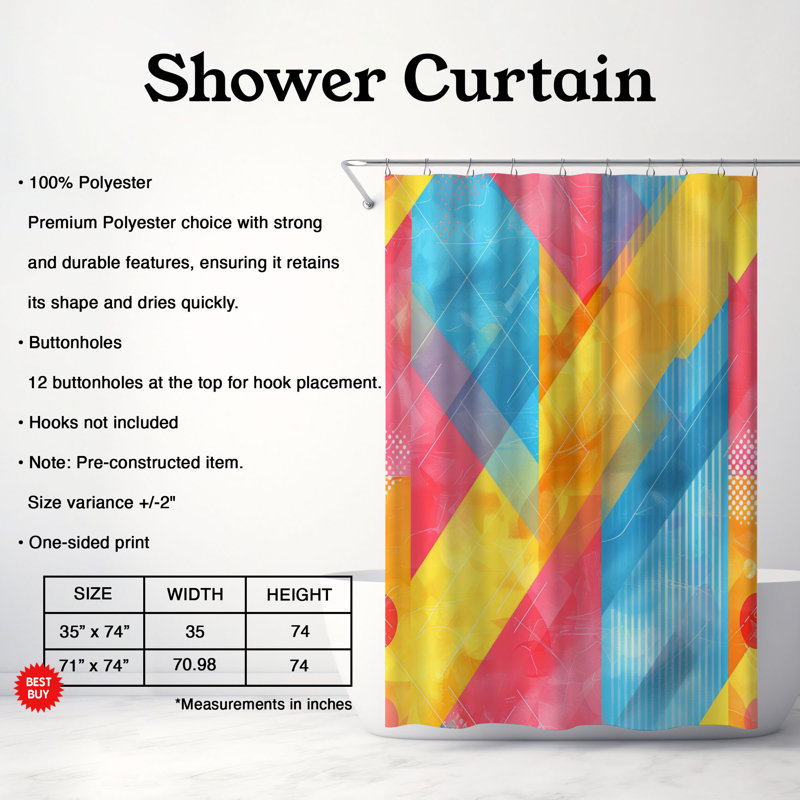 Rideau de douche Imonie, H 74 po x l 71 po