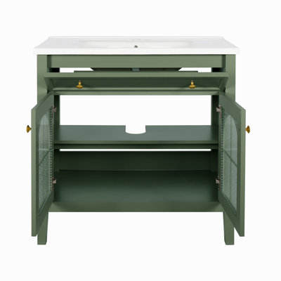 35.6" Bathroom Cabinet, Only Cabinet, Green