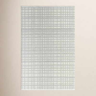 Lavande Hand-Woven Gray Plaid Rug