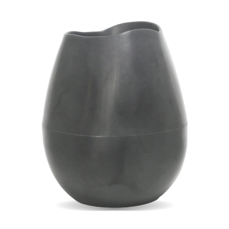 Dhruvin ECOBO Eco-Friendly Round Pot Planter, Rochas Indoor/Outdoor Four Season Use, Marbled Black, 15.4" H x 11" W x 11" D
