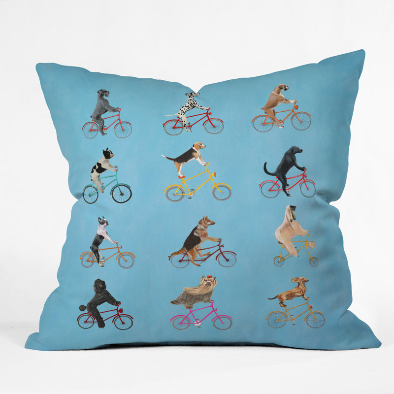 Coussin intérieur / extérieur Coco De Paris Cycling Dogs, 16 po x 1 po