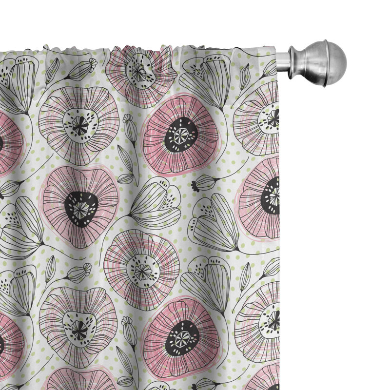 Circle Floral Semi-Sheer Rod Pocket Curtain Panels, 28" x 63"
