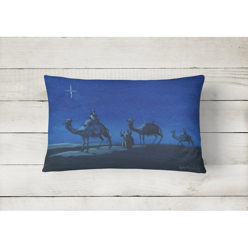 Outdoor Throw Pillow, Wise Men in Blue
