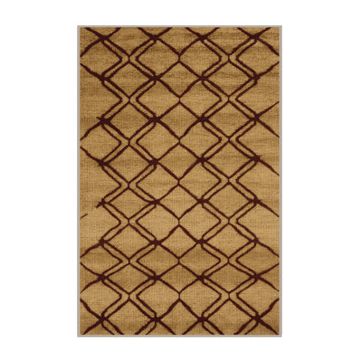 Machine Washable Trellis Brown Area Rug