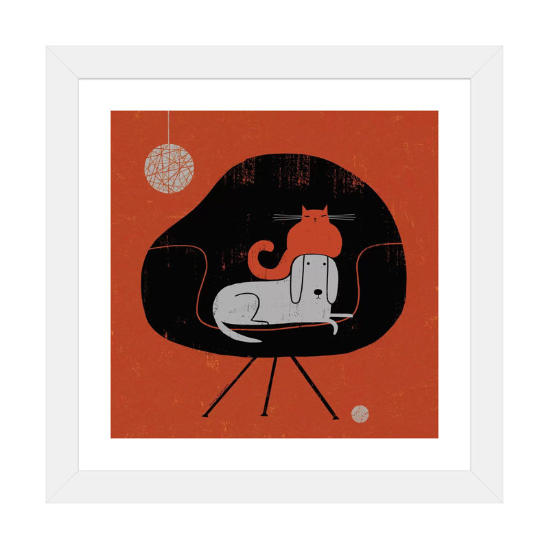 «Retro Nap» par Terry Runyan - impression, Papier encadré blanc, Blanc, H 16 po x l 16 po x p 1 po