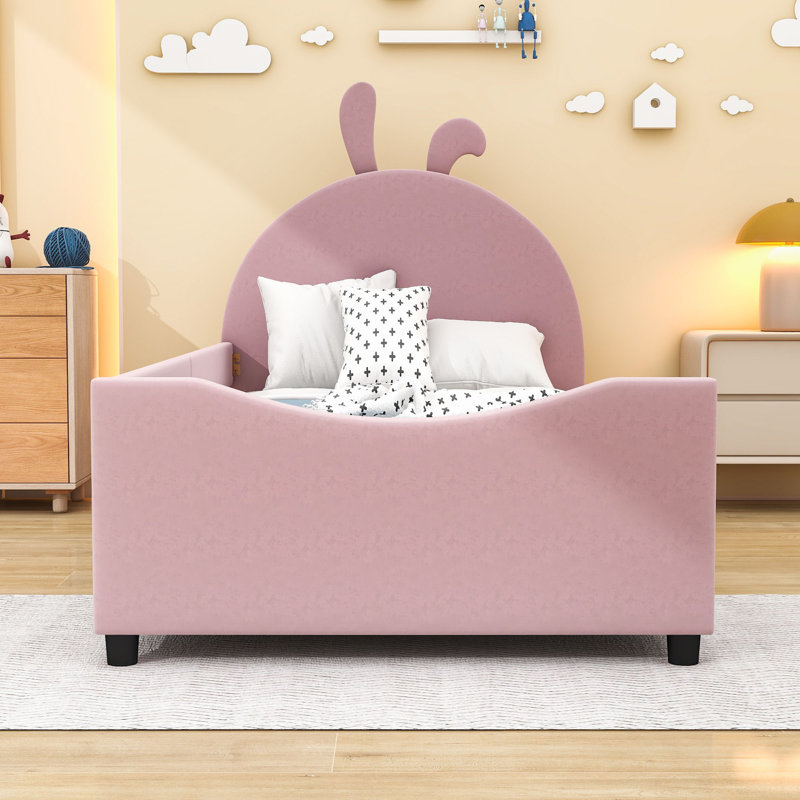 Lit plateforme tapissier Allinah, Rose
