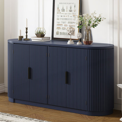 Armoire de rangement à rayures verticales avec poignées en métal, tablettes réglables pour le bureau, le vestibule et le salon