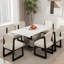 Ensemble de salle à manger 9 pièces en bois fritté moderne avec 6 chaises en bois massif à structure en U-131406834-131406835