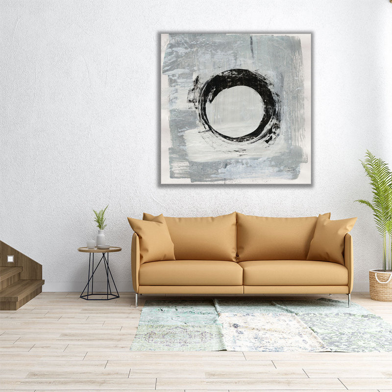 «Zen Circle I Black and White», reproduction d'art sur toile, H 20 po x l 20 po
