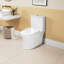 Toilette allongée en céramique, hauteur confort, 1,1 / 1,6 po, blanc, et siège en céramique T039wt