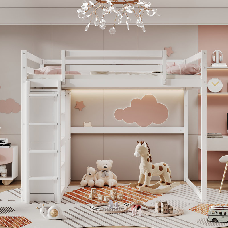 Full Loft Bed With Storage, White